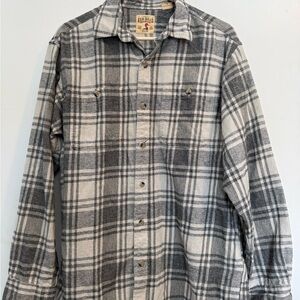 Redhead Men's long-sleeve gray and white plaid flannel shirt Size L